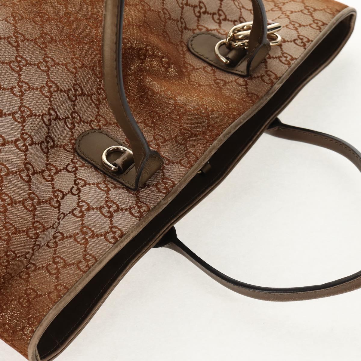 GUCCI GG Canvas Tote Bag Brown Gold Tone Auth ep11063
