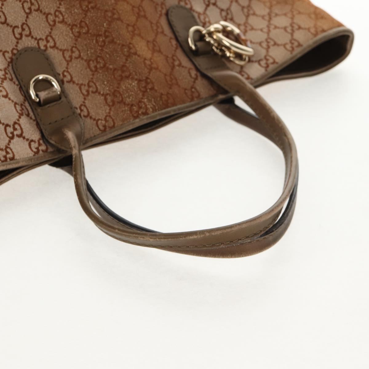 GUCCI GG Canvas Tote Bag Brown Gold Tone Auth ep11063