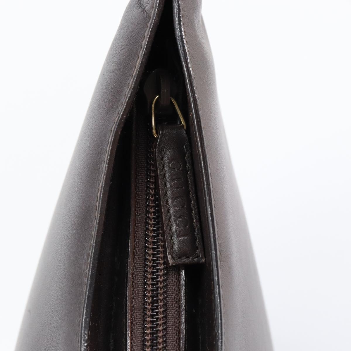 GUCCI Bamboo Shoulder Bag Leather Brown Auth ep11065