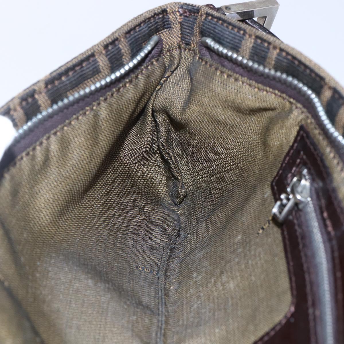 FENDI Zucca Canvas Mamma Baguette Shoulder Bag Black Brown Silver Auth ep11066