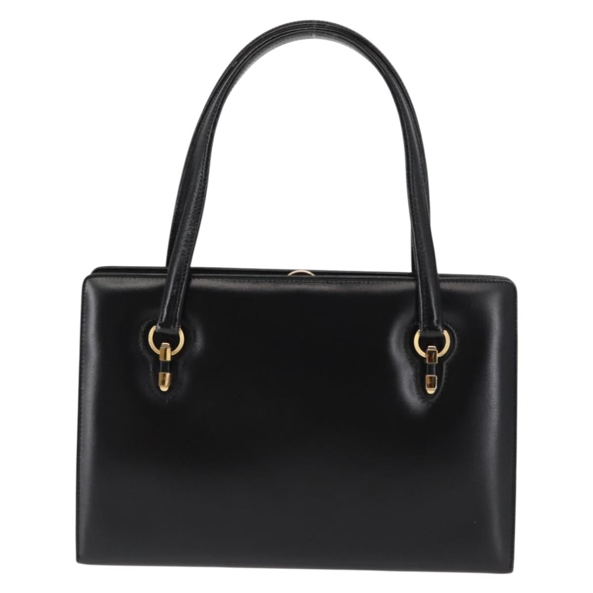 GUCCI Hand Bag Leather Black Auth ep11069