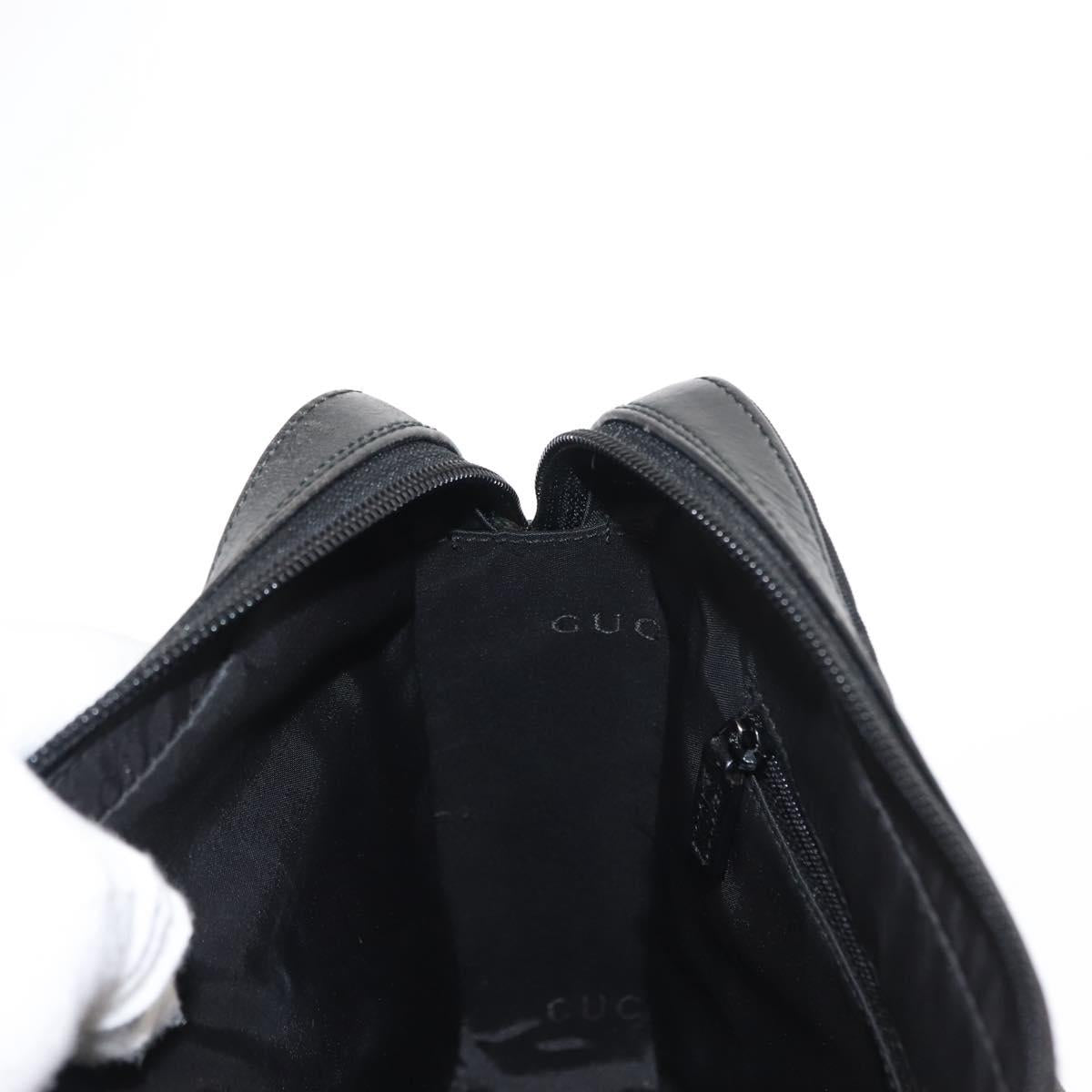 GUCCI Shoulder Bag Nylon Leather Black Auth ep11070