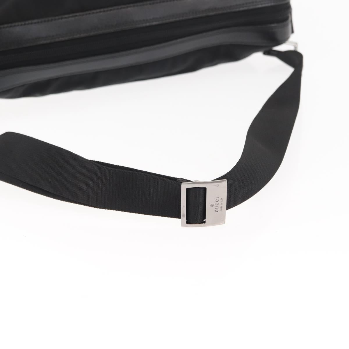 GUCCI Shoulder Bag Nylon Leather Black Auth ep11070