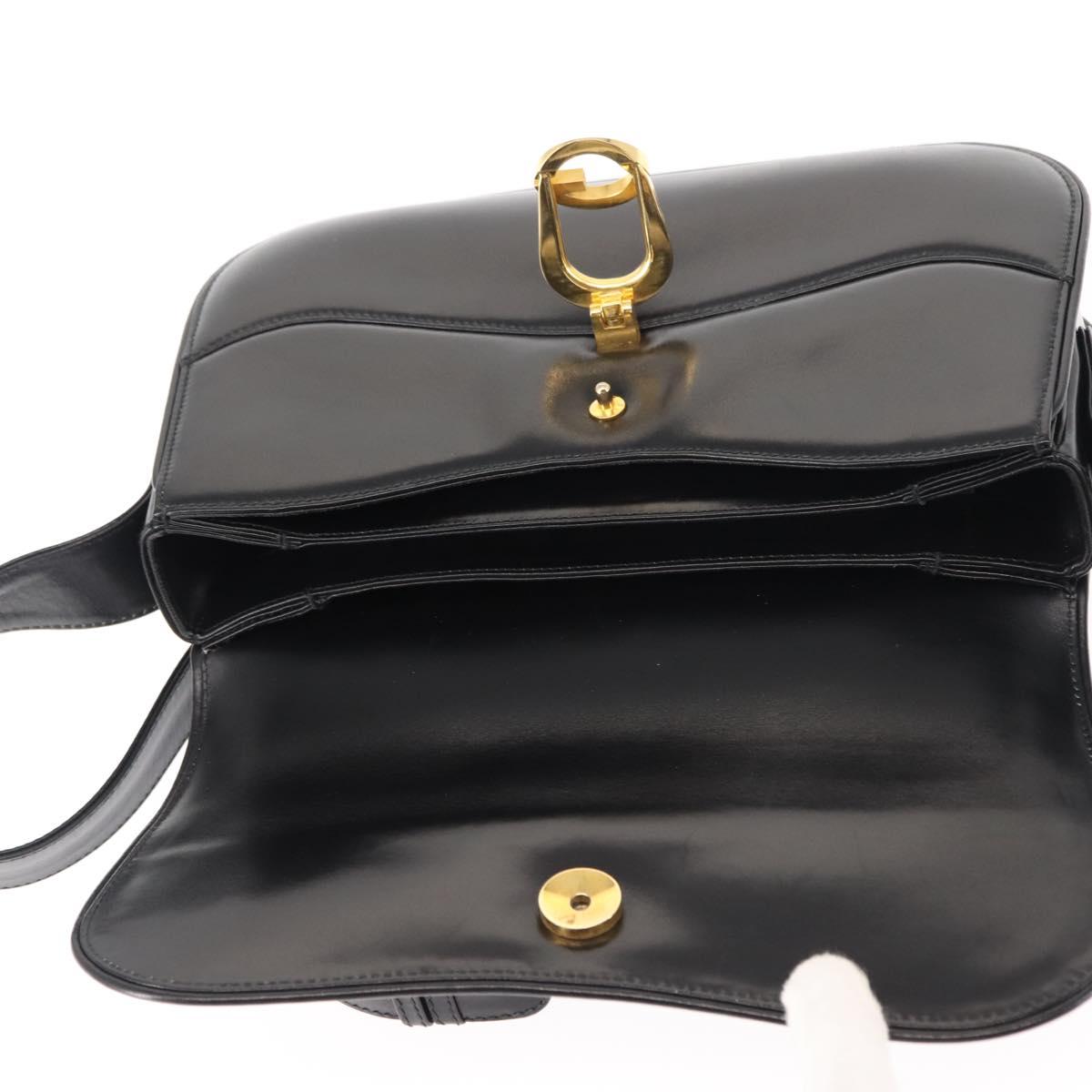 GUCCI Shoulder Bag Leather Black Auth ep11071