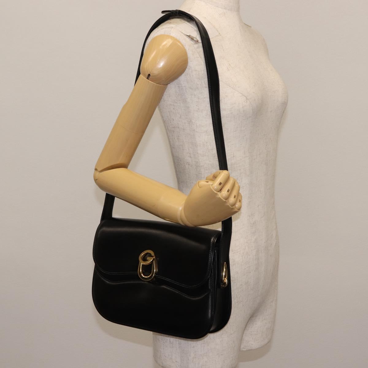 GUCCI Shoulder Bag Leather Black Auth ep11071