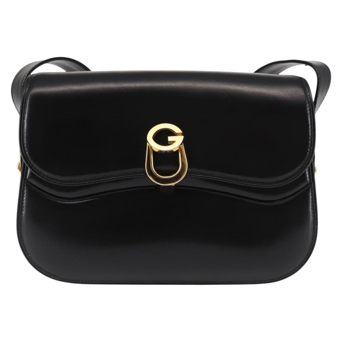 GUCCI Shoulder Bag Leather Black Auth ep11071