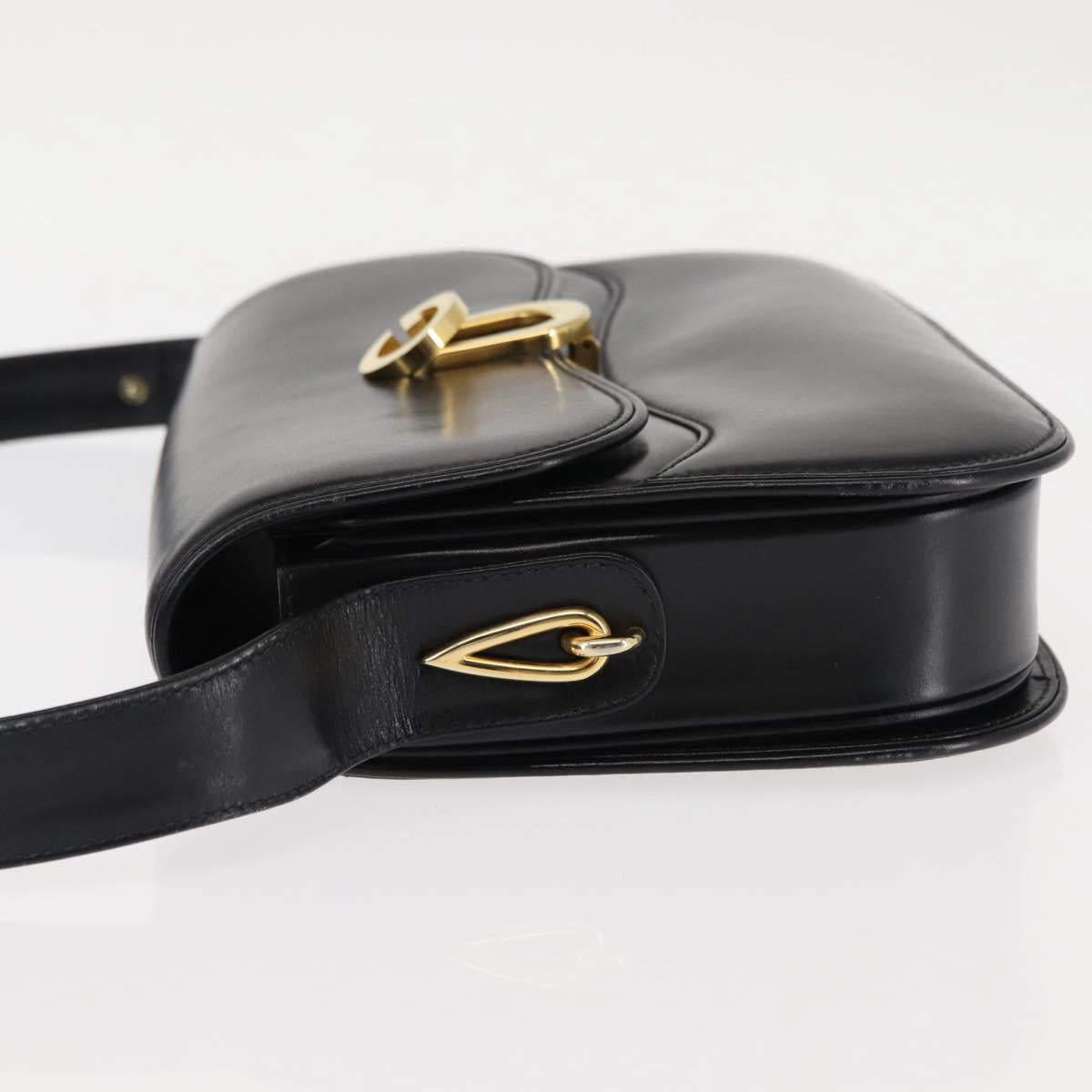 GUCCI Shoulder Bag Leather Black Auth ep11071