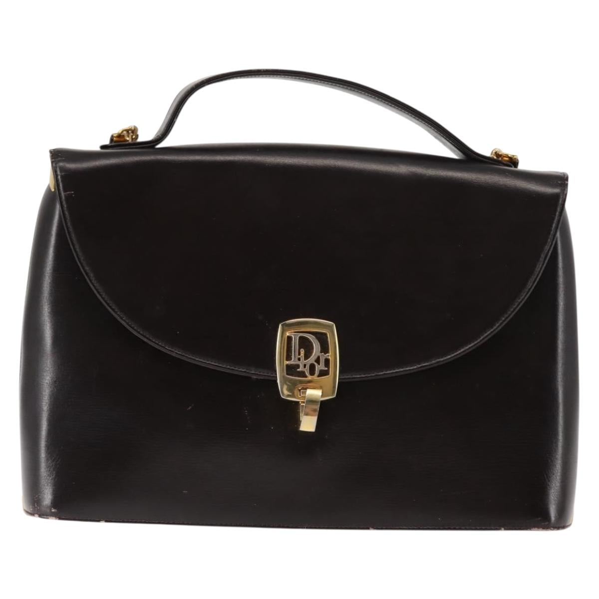 Christian Dior Hand Bag Leather 2way Brown Gold Auth ep11072