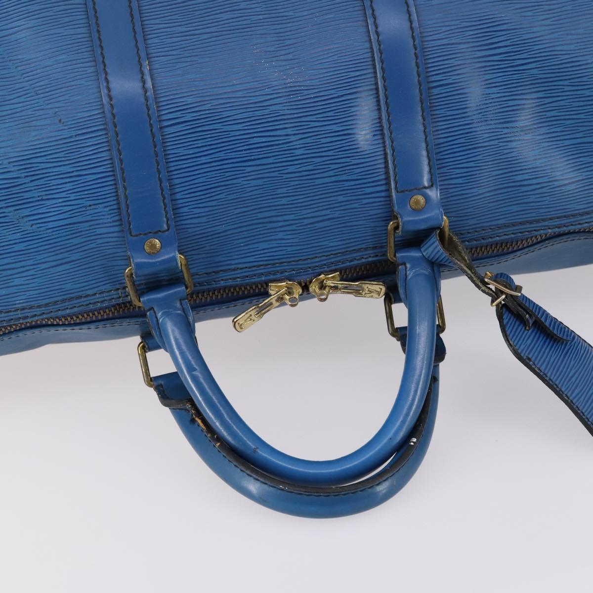 LOUIS VUITTON Epi Keepall 50 Boston Bag Blue M42965 LV Auth ep11073