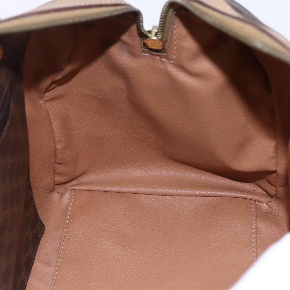 CELINE Macadam Canvas Hand Bag PVC Leather Brown Auth ep11075