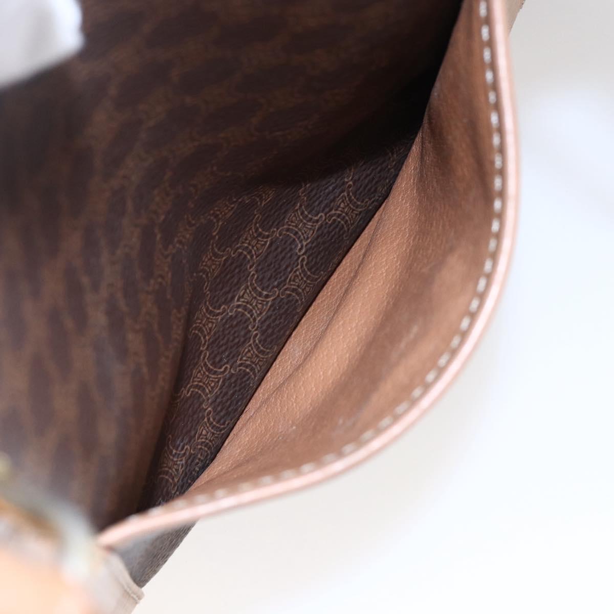 CELINE Macadam Canvas Hand Bag PVC Leather Brown Auth ep11075