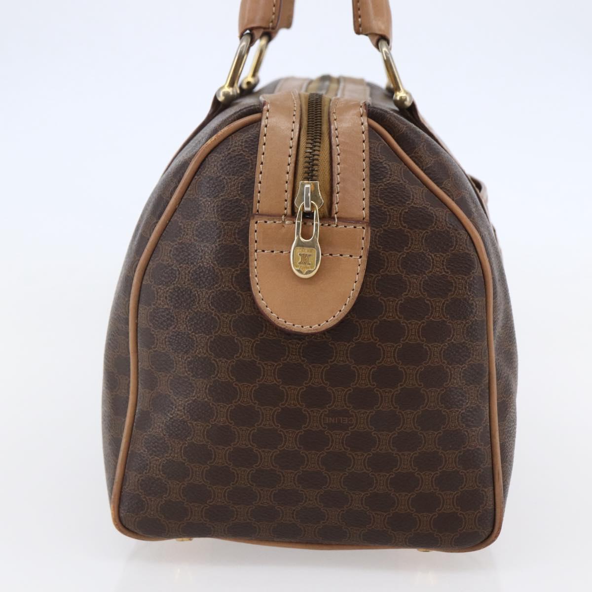 CELINE Macadam Canvas Hand Bag PVC Leather Brown Auth ep11075