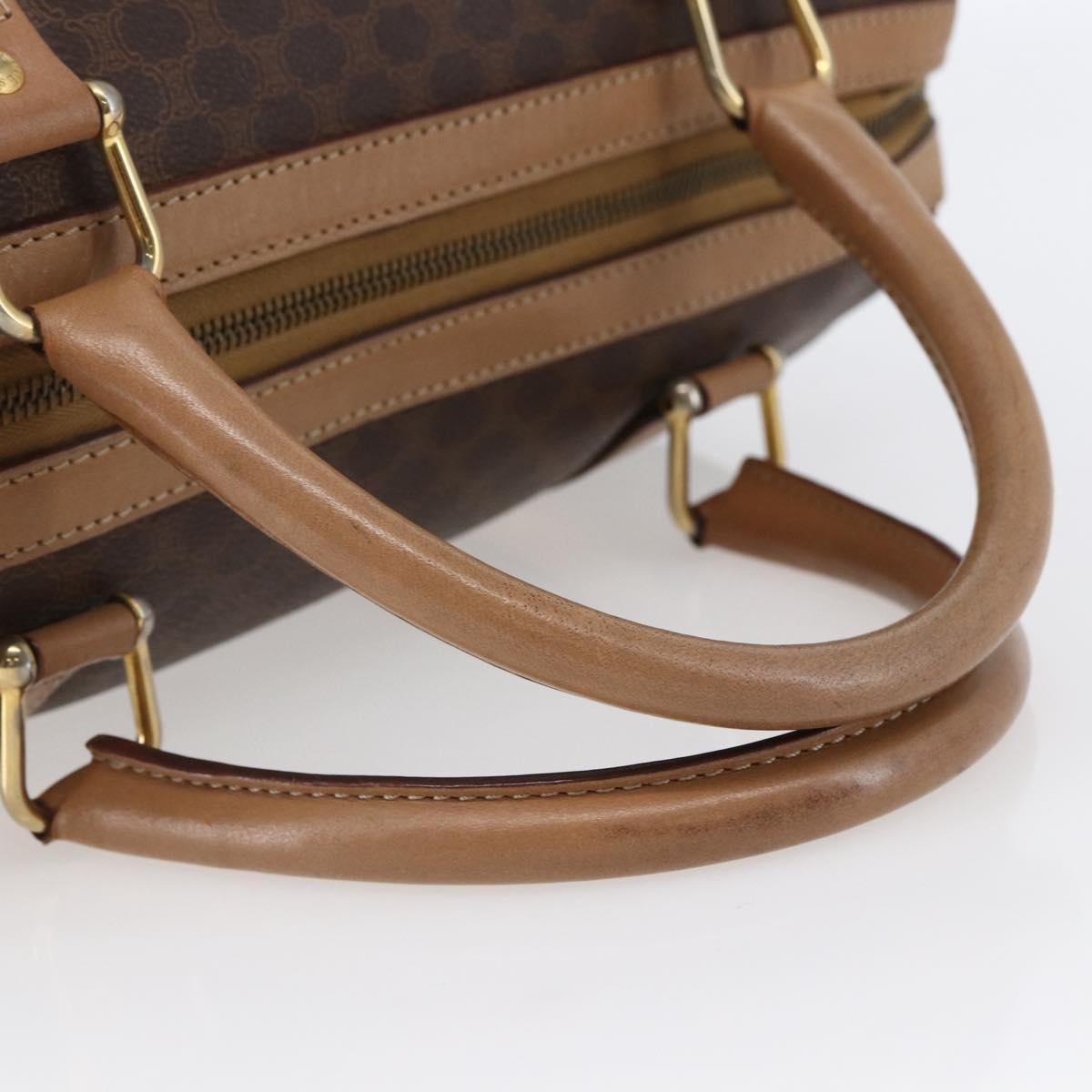 CELINE Macadam Canvas Hand Bag PVC Leather Brown Auth ep11075
