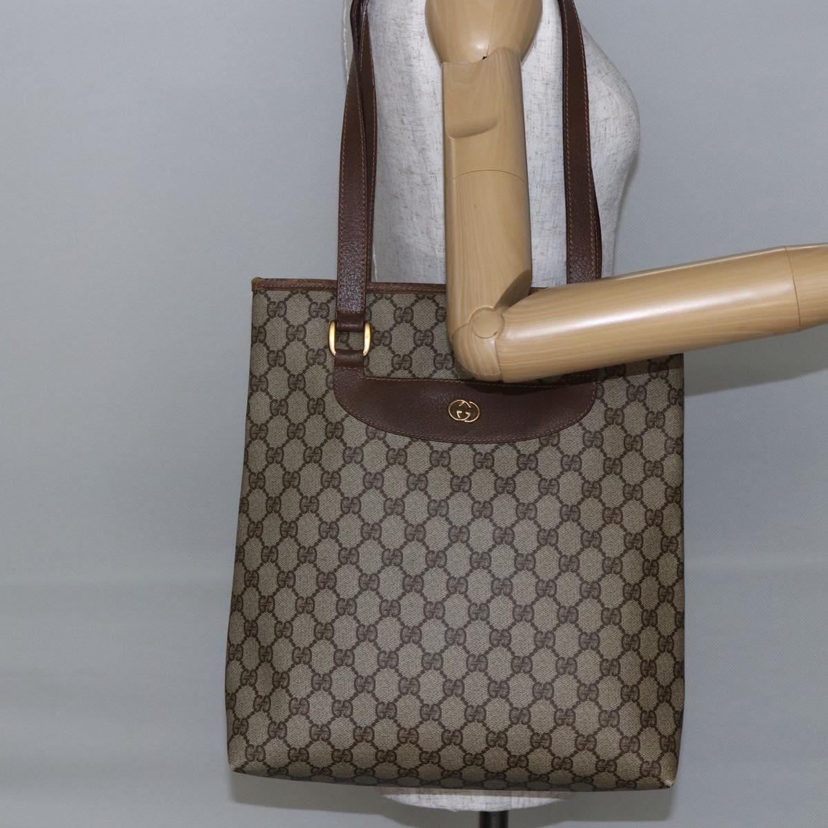 GUCCI GG Supreme Tote Bag PVC Beige Gold 002 39 6130 Auth ep11076