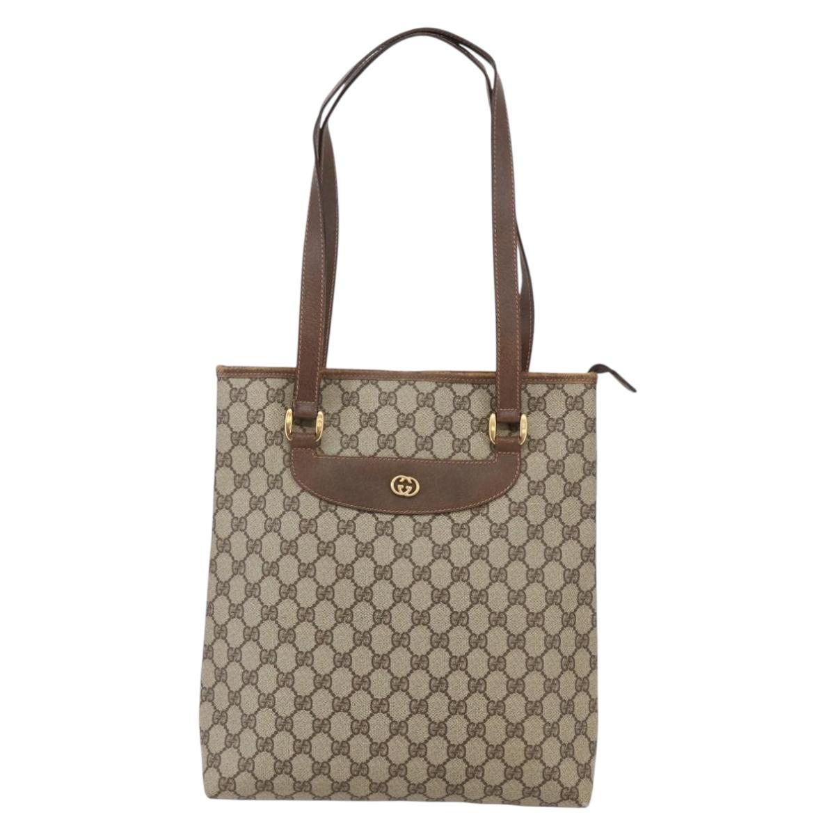 GUCCI GG Supreme Tote Bag PVC Beige Gold 002 39 6130 Auth ep11076