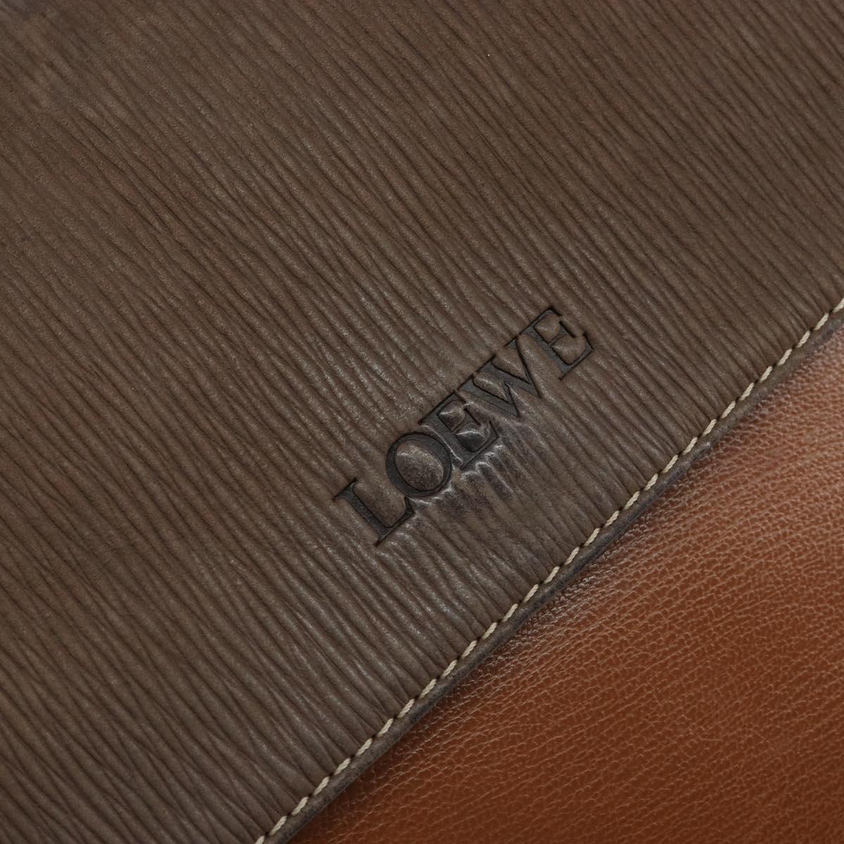 LOEWE Velazquez Hand Bag Suede Leather Brown Gold Auth ep11077