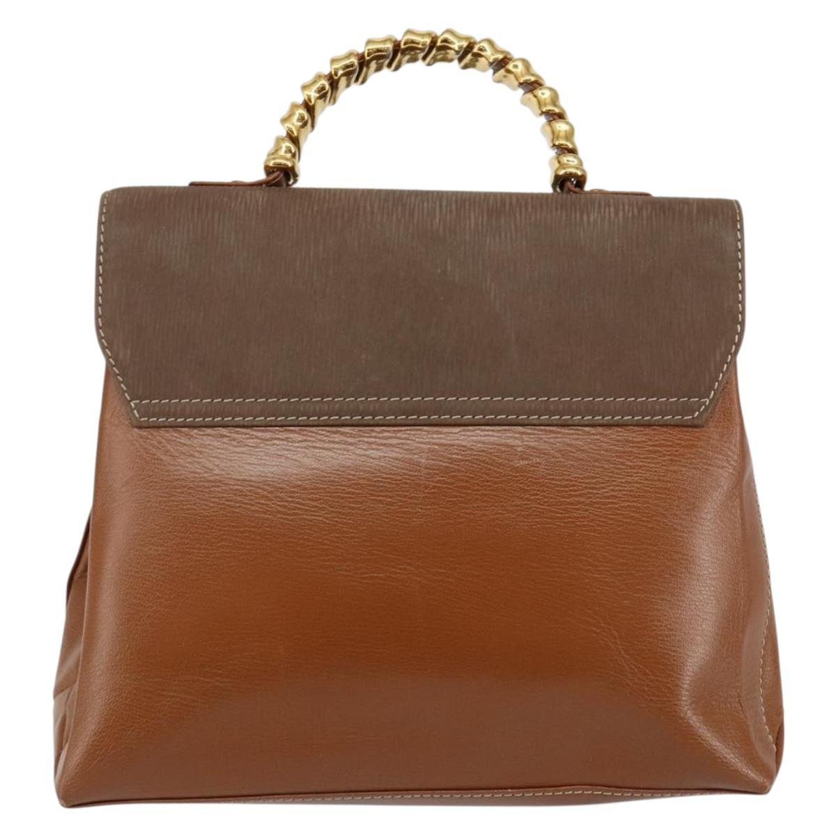 LOEWE Velazquez Hand Bag Suede Leather Brown Gold Auth ep11077