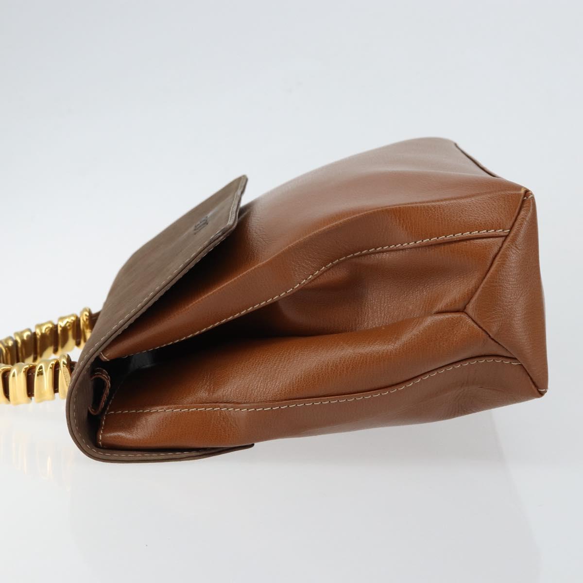 LOEWE Velazquez Hand Bag Suede Leather Brown Gold Auth ep11077