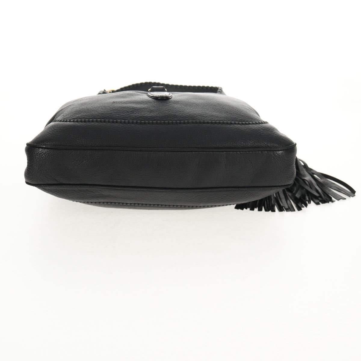 GUCCI New Jackie Bamboo Shoulder Bag Leather Black Auth ep11081
