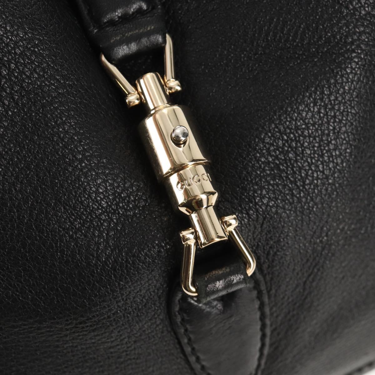 GUCCI New Jackie Bamboo Shoulder Bag Leather Black Auth ep11081