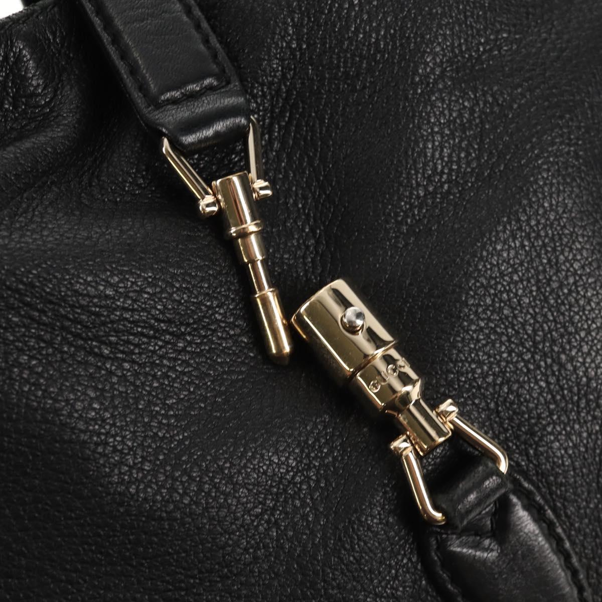 GUCCI New Jackie Bamboo Shoulder Bag Leather Black Auth ep11081
