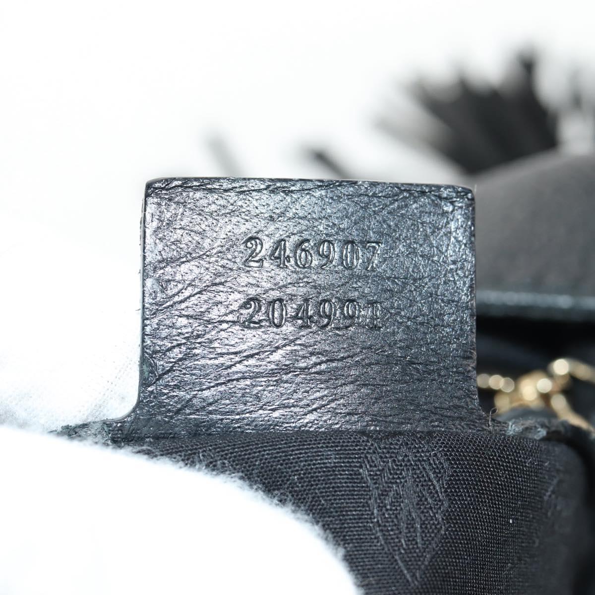 GUCCI New Jackie Bamboo Shoulder Bag Leather Black Auth ep11081