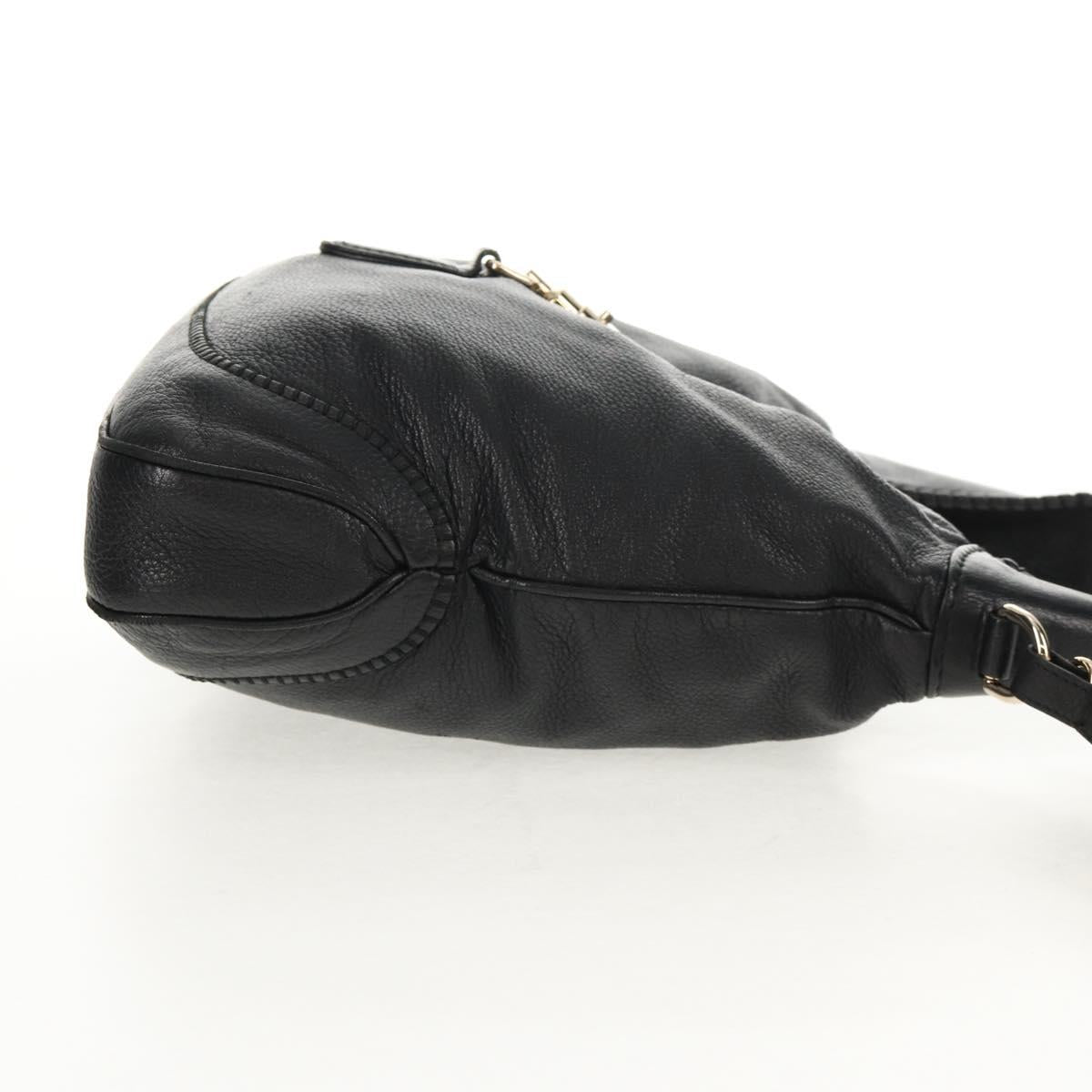 GUCCI New Jackie Bamboo Shoulder Bag Leather Black Auth ep11081