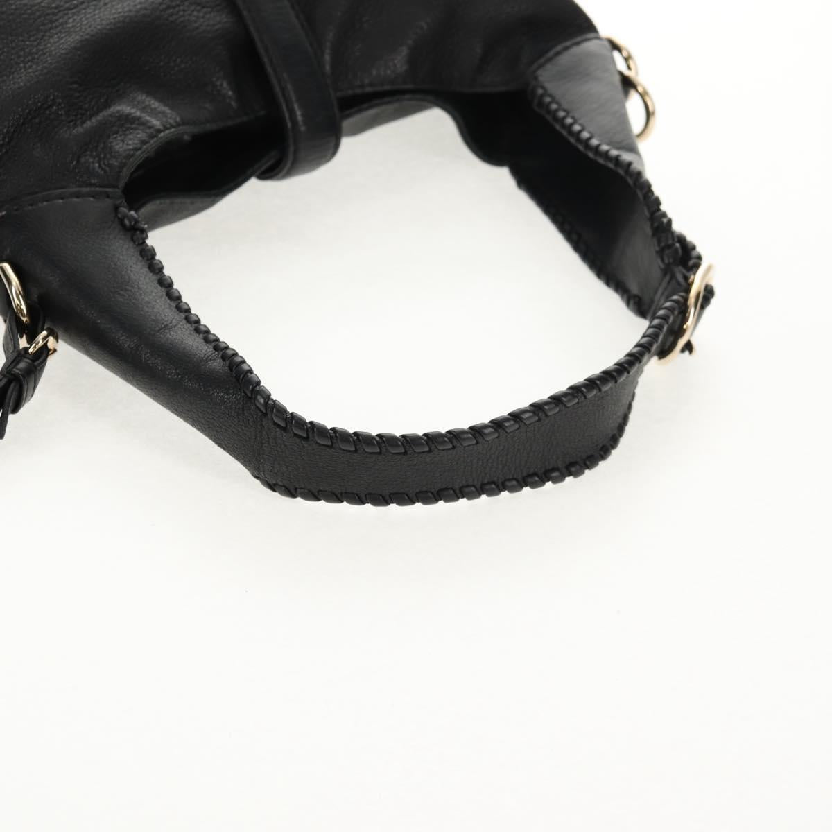 GUCCI New Jackie Bamboo Shoulder Bag Leather Black Auth ep11081