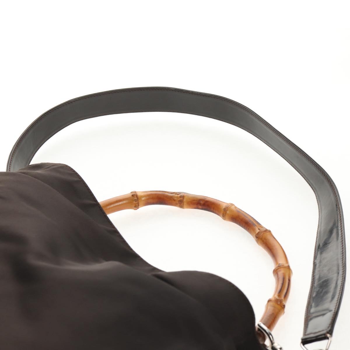 GUCCI Bamboo Hand Bag Nylon 2way Brown Auth ep11084