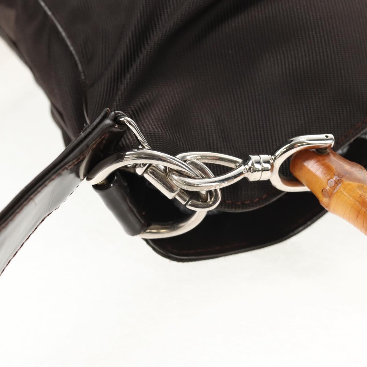 GUCCI Bamboo Hand Bag Nylon 2way Brown Auth ep11084