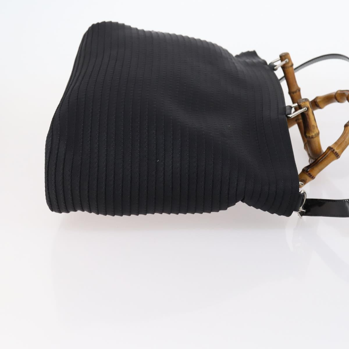 GUCCI Bamboo Hand Bag Nylon 2way Black Auth ep11085