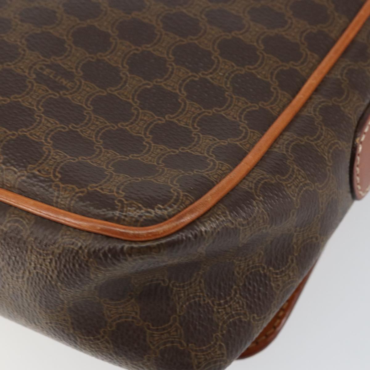 CELINE Macadam Canvas Shoulder Bag PVC Leather Brown Gold Auth ep11087