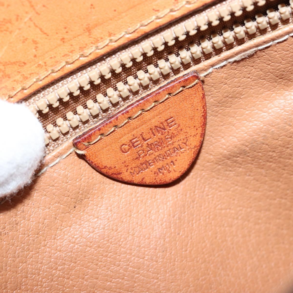 CELINE Macadam Canvas Shoulder Bag PVC Leather Brown Gold Auth ep11087