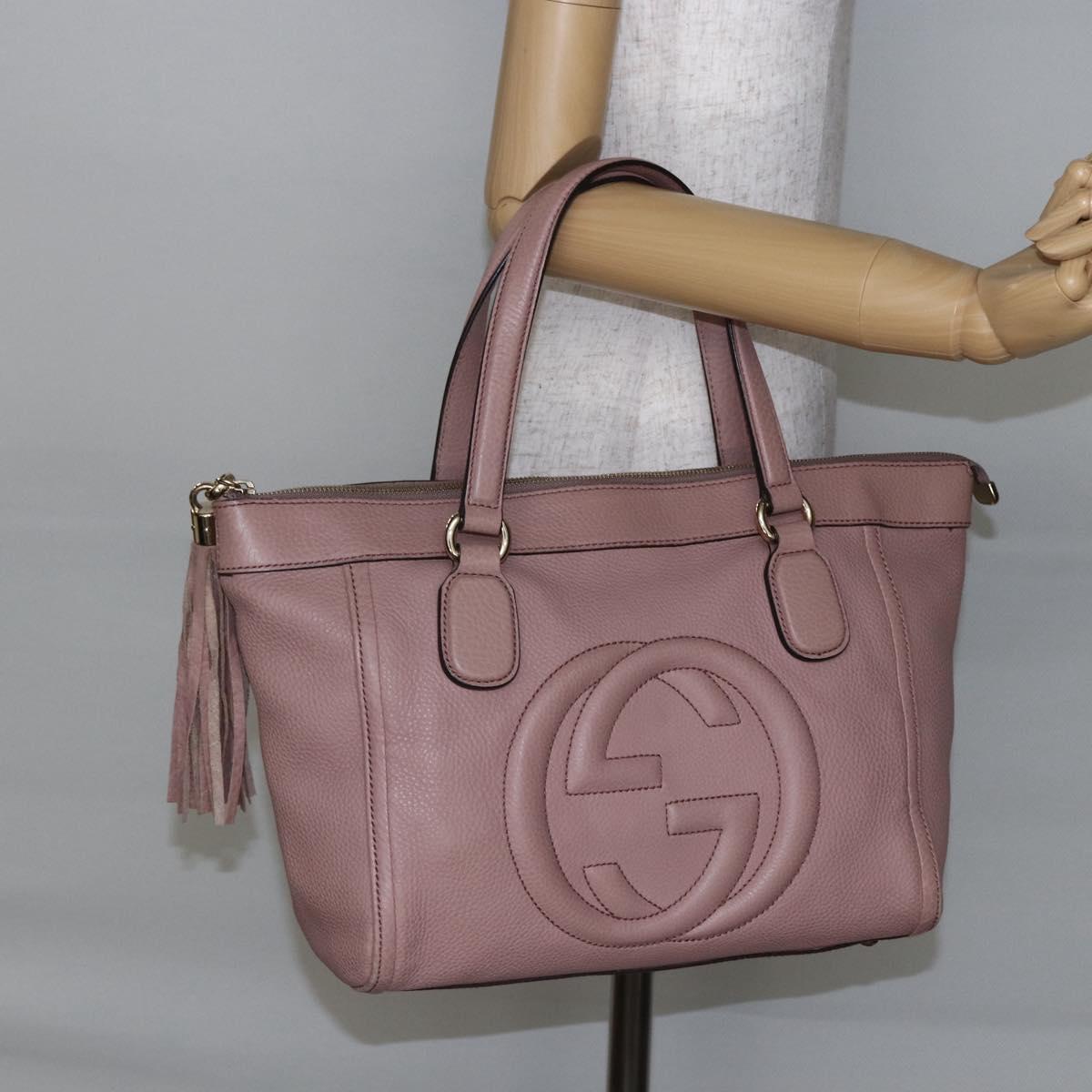 GUCCI Soho Tote Bag Leather Pink Auth ep11088