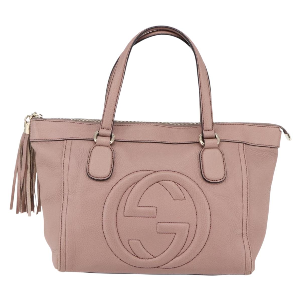 GUCCI Soho Tote Bag Leather Pink Auth ep11088