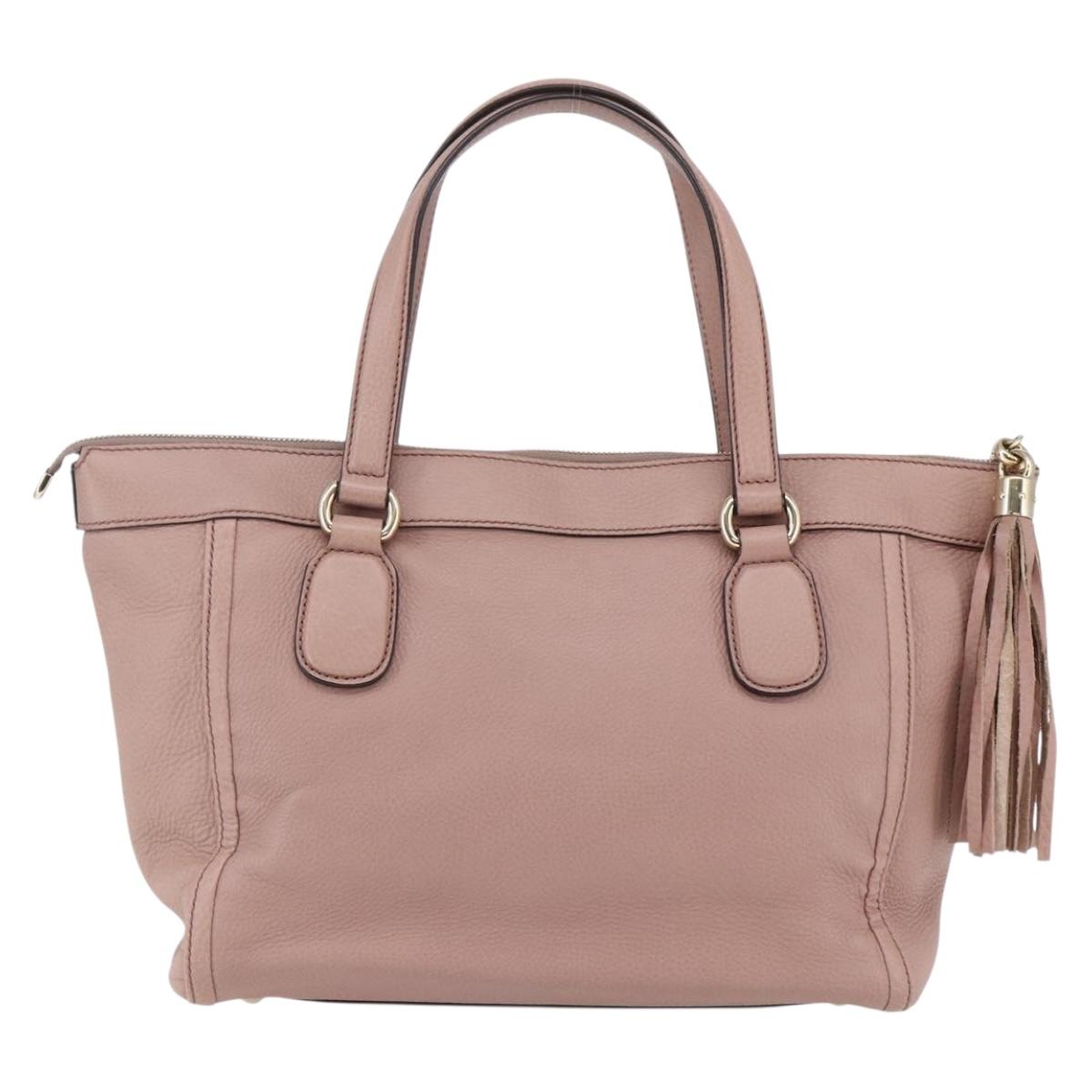 GUCCI Soho Tote Bag Leather Pink Auth ep11088