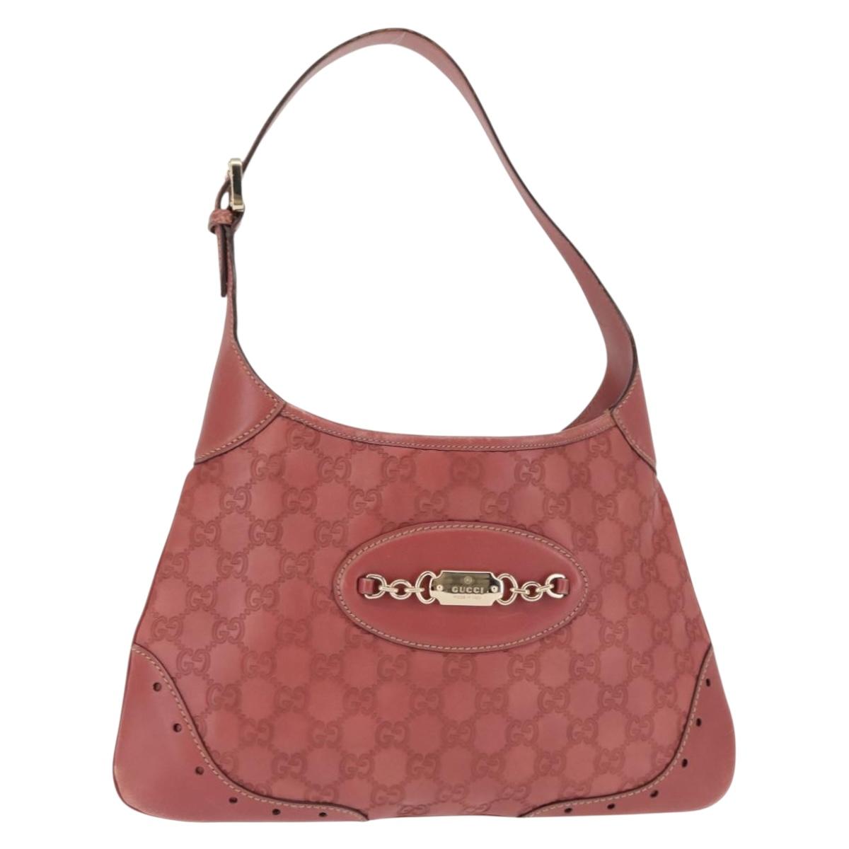 GUCCI Guccissima GG Shoulder Bag Leather Pink Auth ep11089