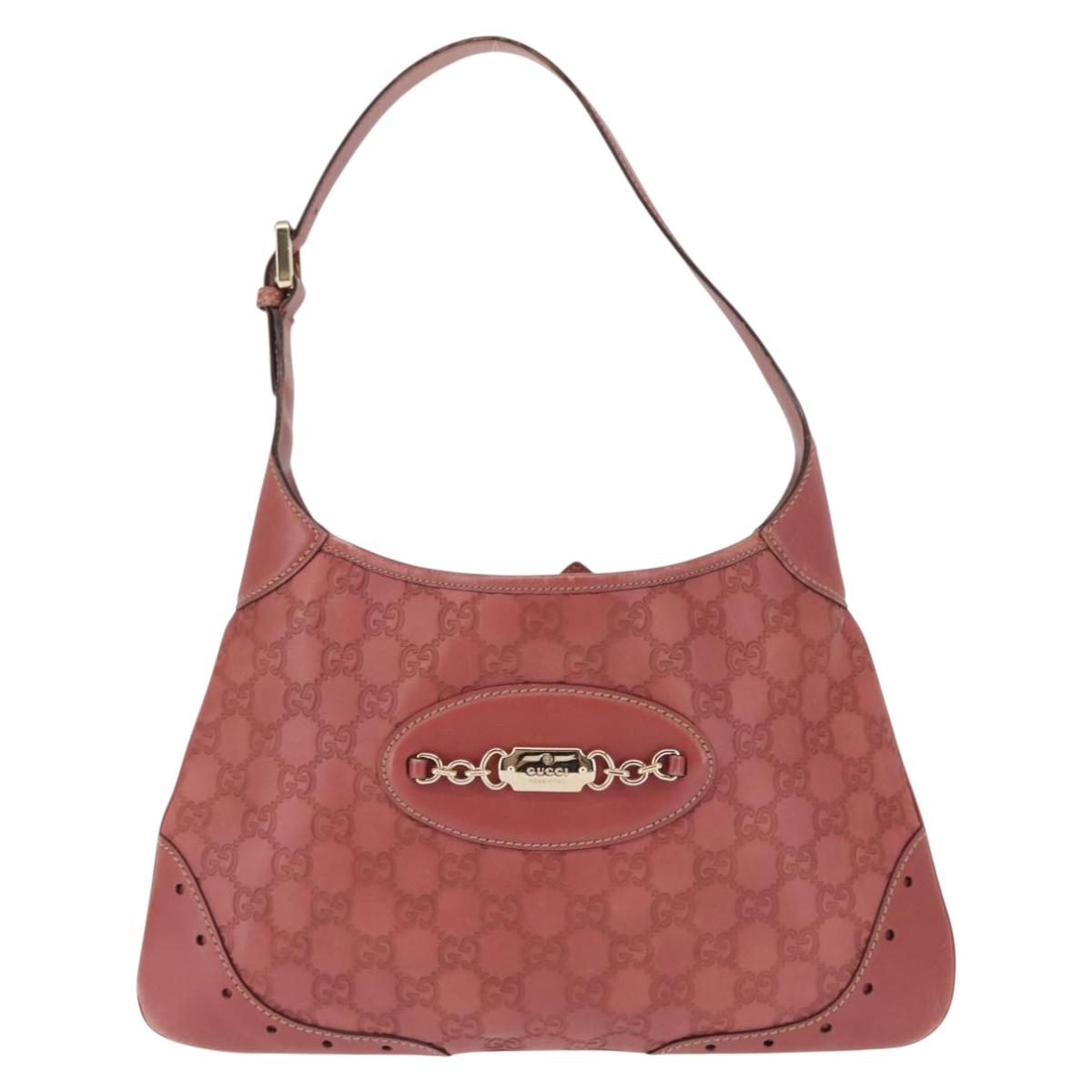 GUCCI Guccissima GG Shoulder Bag Leather Pink Auth ep11089