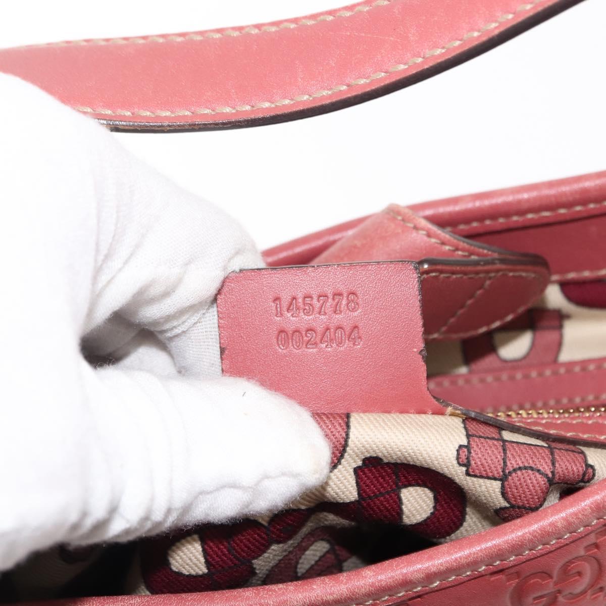 GUCCI Guccissima GG Shoulder Bag Leather Pink Auth ep11089