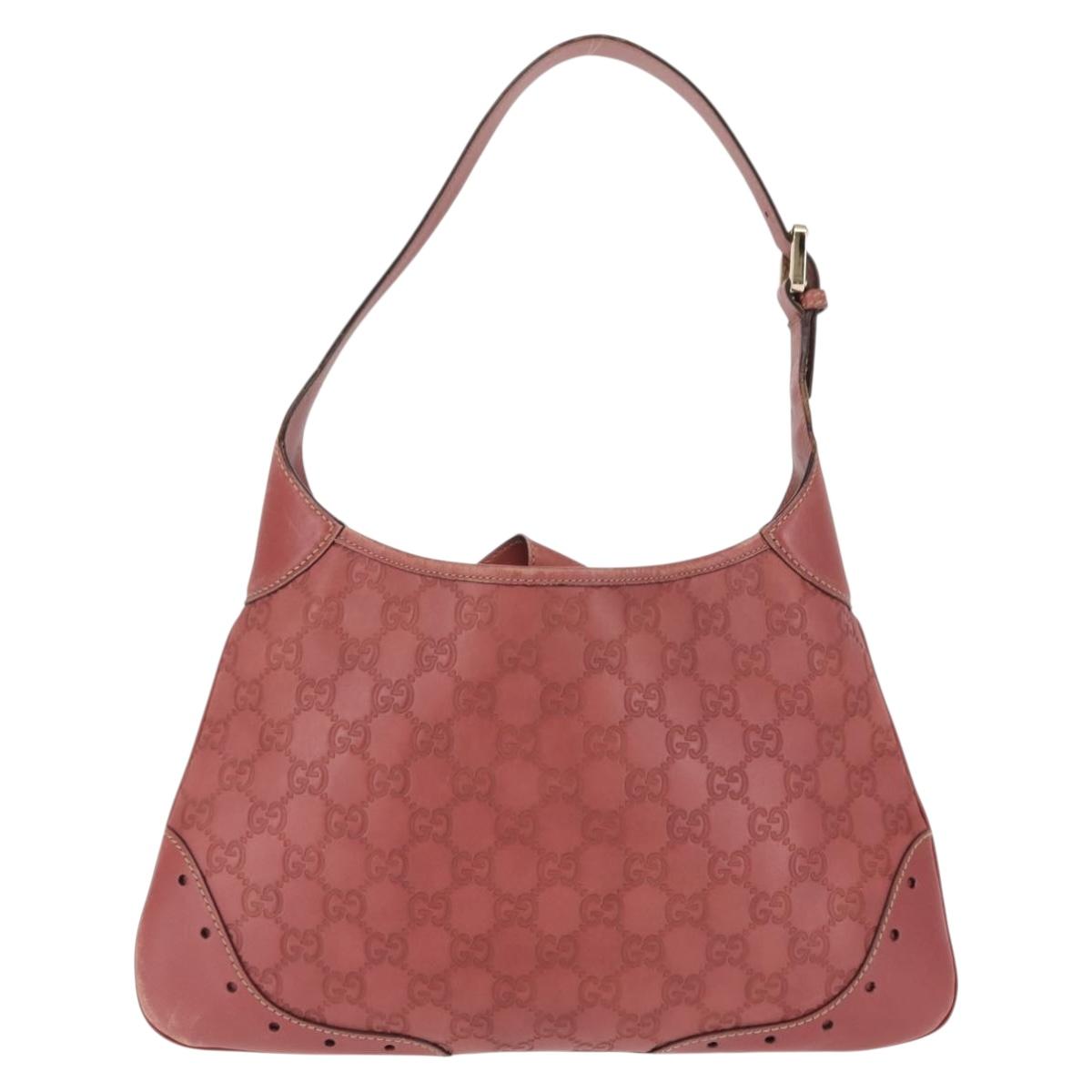 GUCCI Guccissima GG Shoulder Bag Leather Pink Auth ep11089