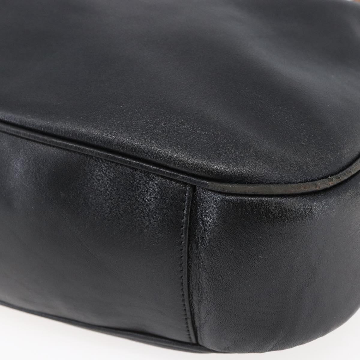GUCCI Bamboo Hand Bag Leather 2way Black Gold 001 1781 1577 Auth ep11092