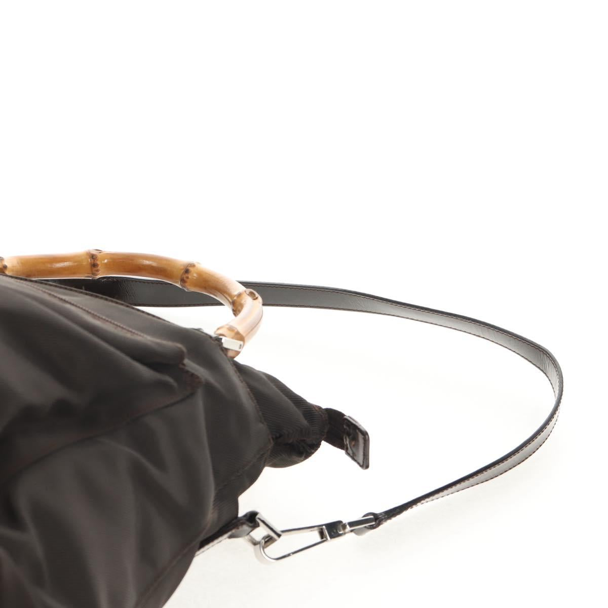 GUCCI Bamboo Hand Bag Nylon 2way Brown Auth ep11094