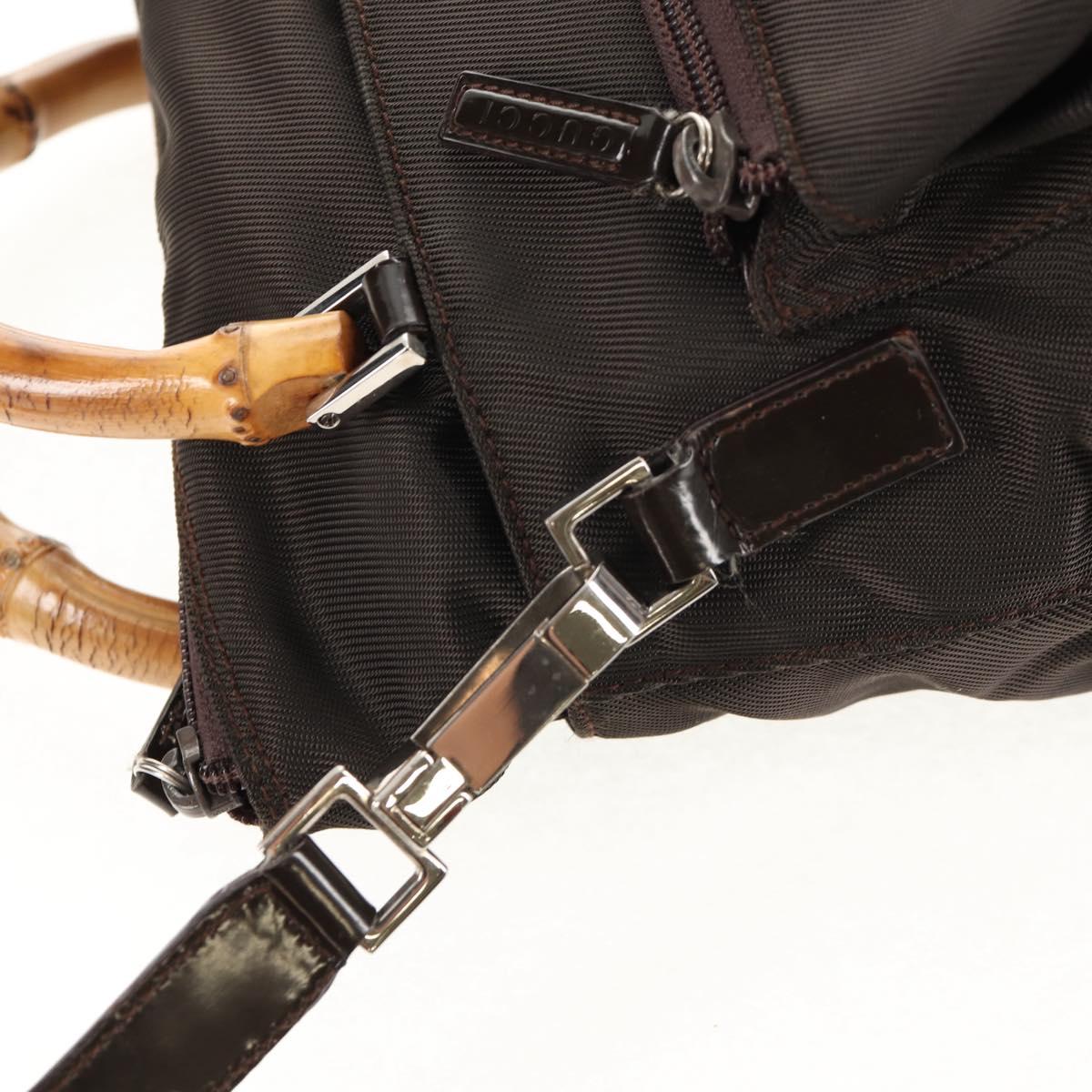 GUCCI Bamboo Hand Bag Nylon 2way Brown Auth ep11094