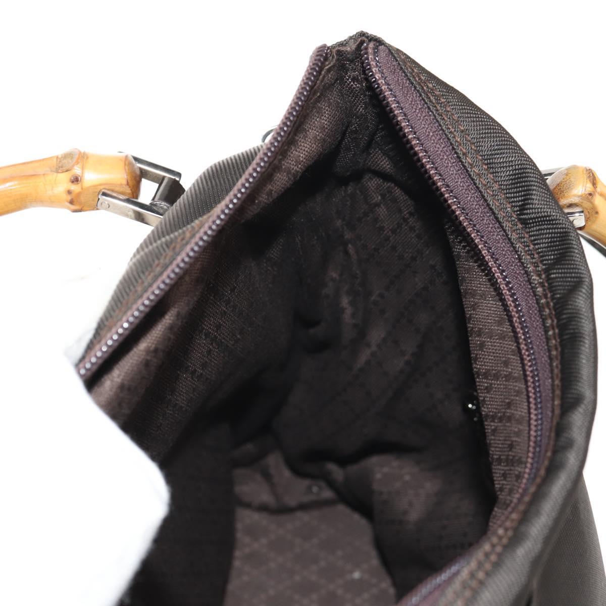 GUCCI Bamboo Hand Bag Nylon 2way Brown Auth ep11094