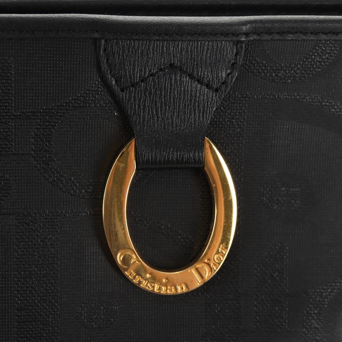 Christian Dior Trotter Canvas Clutch Bag PVC Black Gold Auth ep11095V