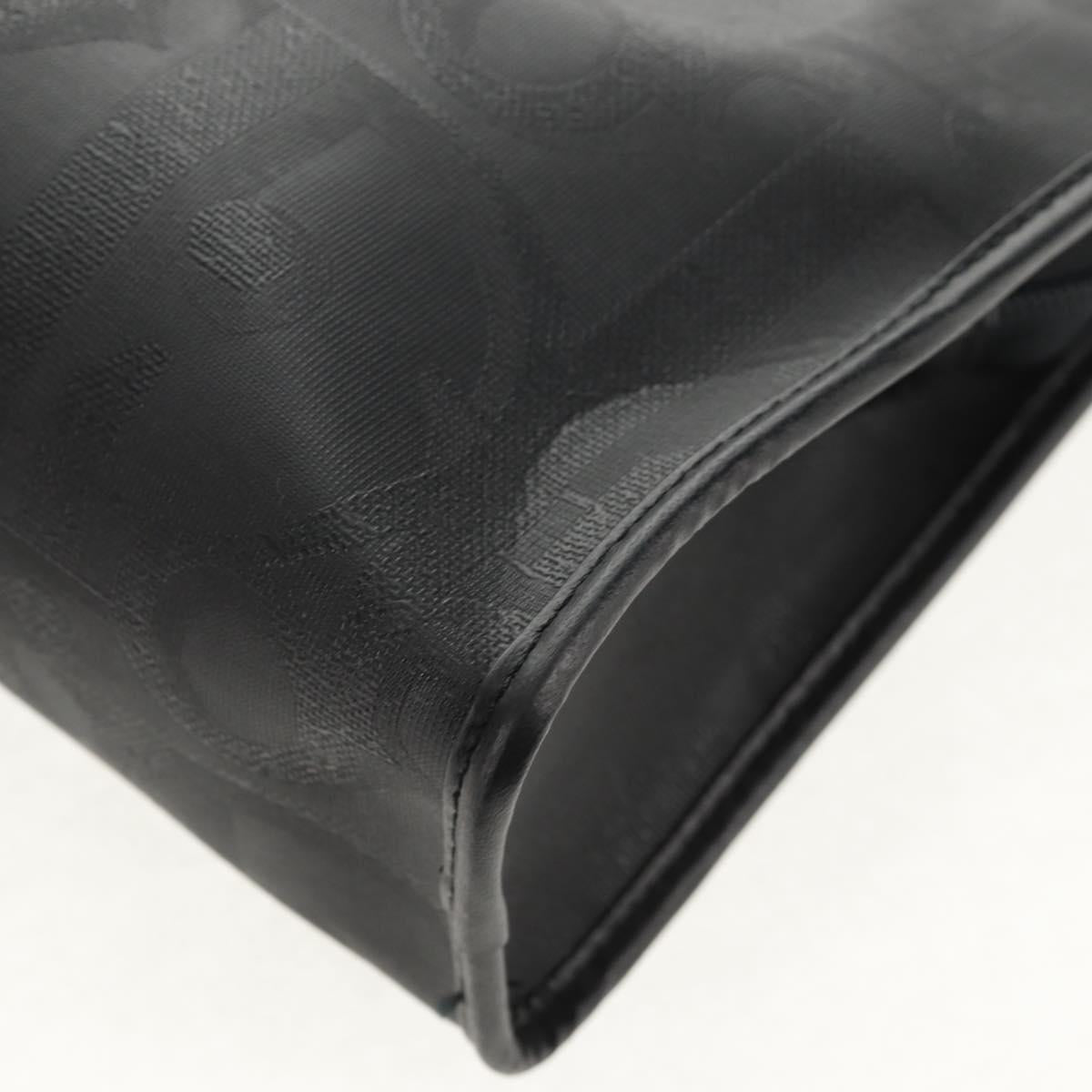 Christian Dior Trotter Canvas Clutch Bag PVC Black Gold Auth ep11095V