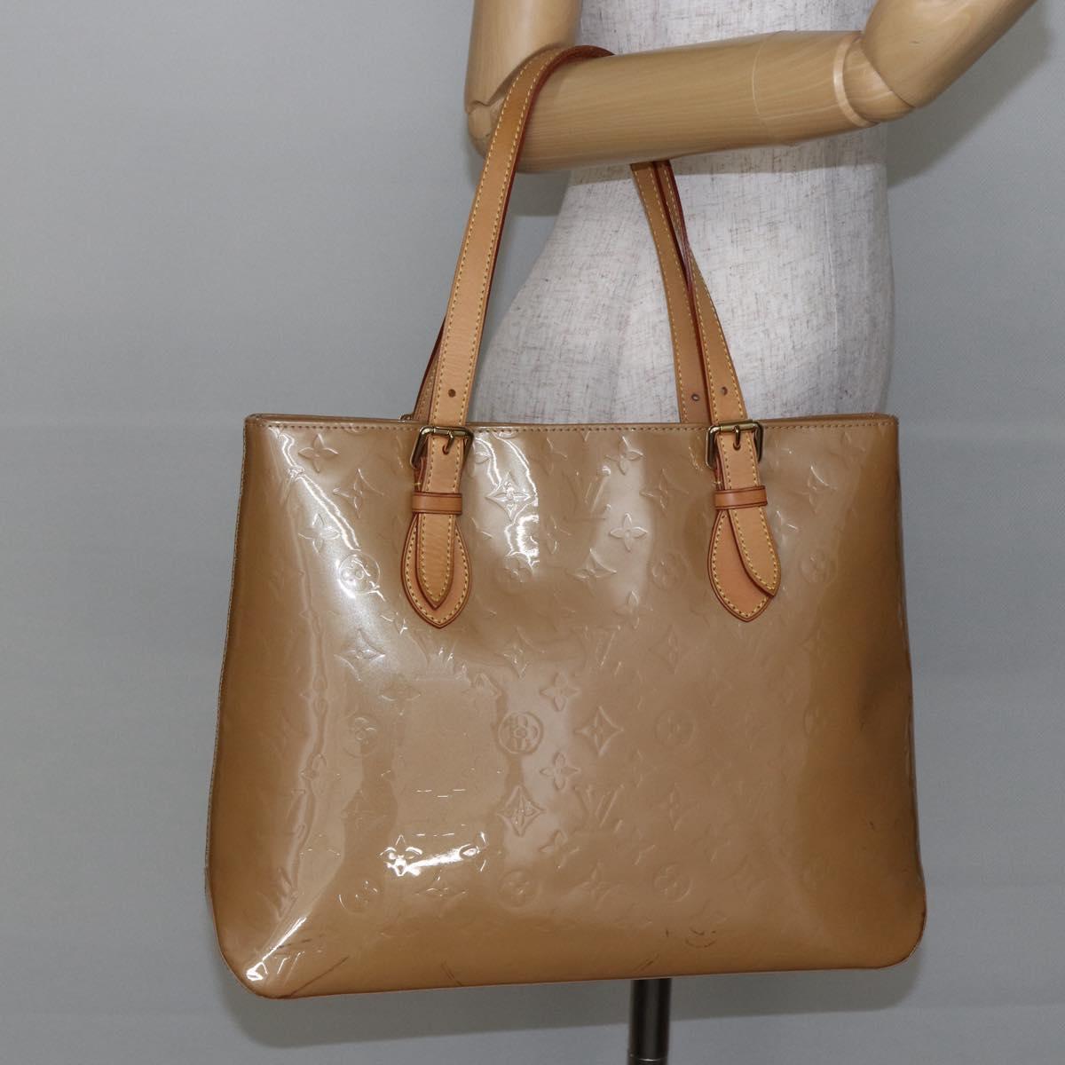 LOUIS VUITTON Monogram Vernis Brentwood Bag Noisette M91511 Auth ep11096