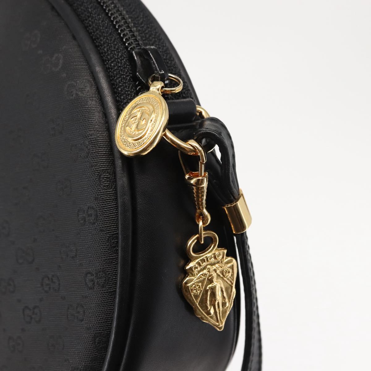 GUCCI Micro GG Canvas Shoulder Bag PVC Leather Black Auth ep11104