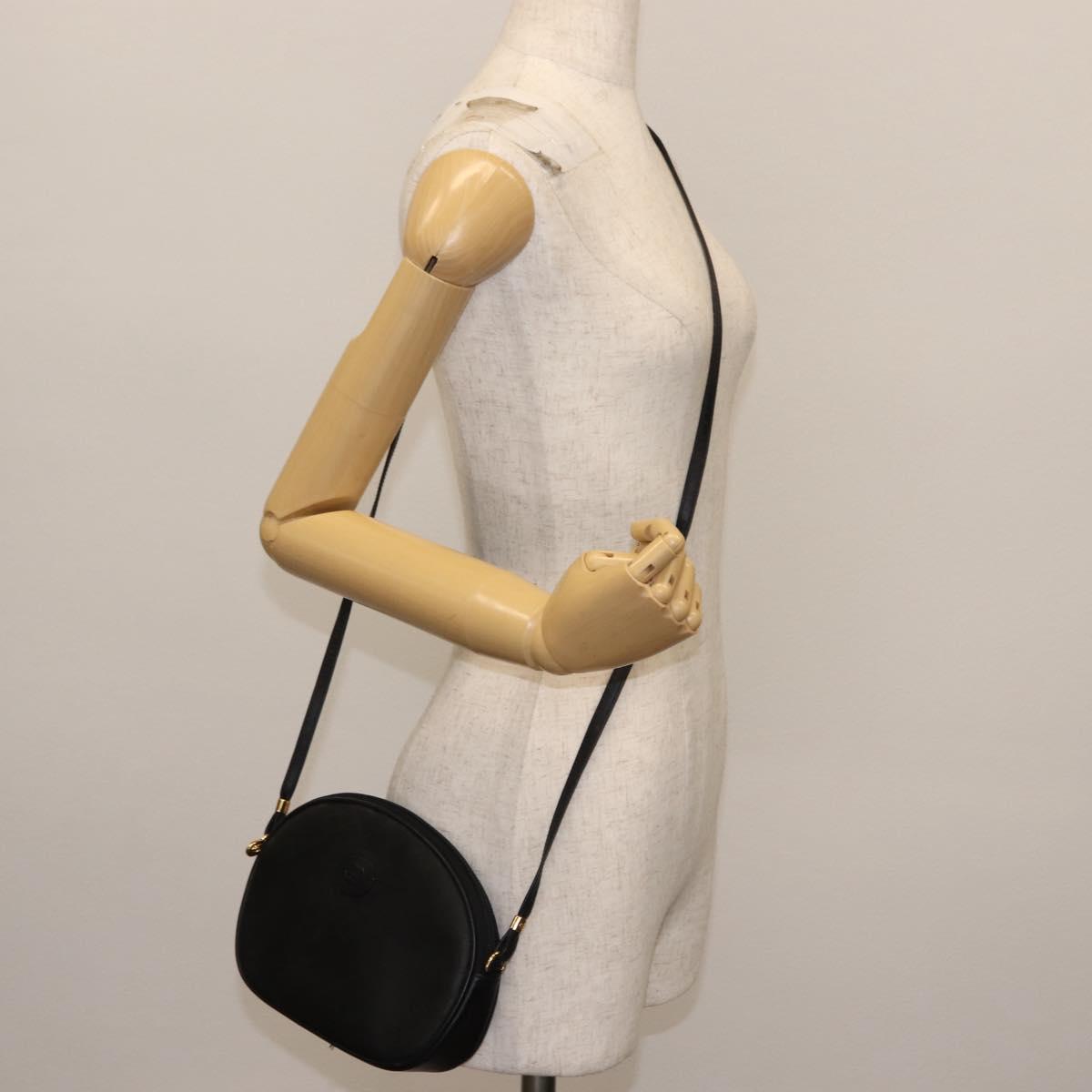 GUCCI Micro GG Canvas Shoulder Bag PVC Leather Black Auth ep11104
