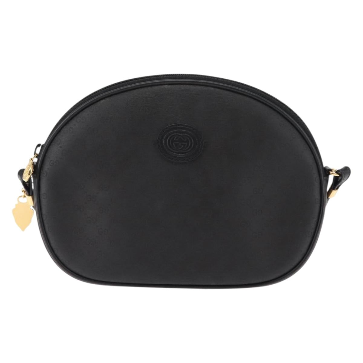 GUCCI Micro GG Canvas Shoulder Bag PVC Leather Black Auth ep11104